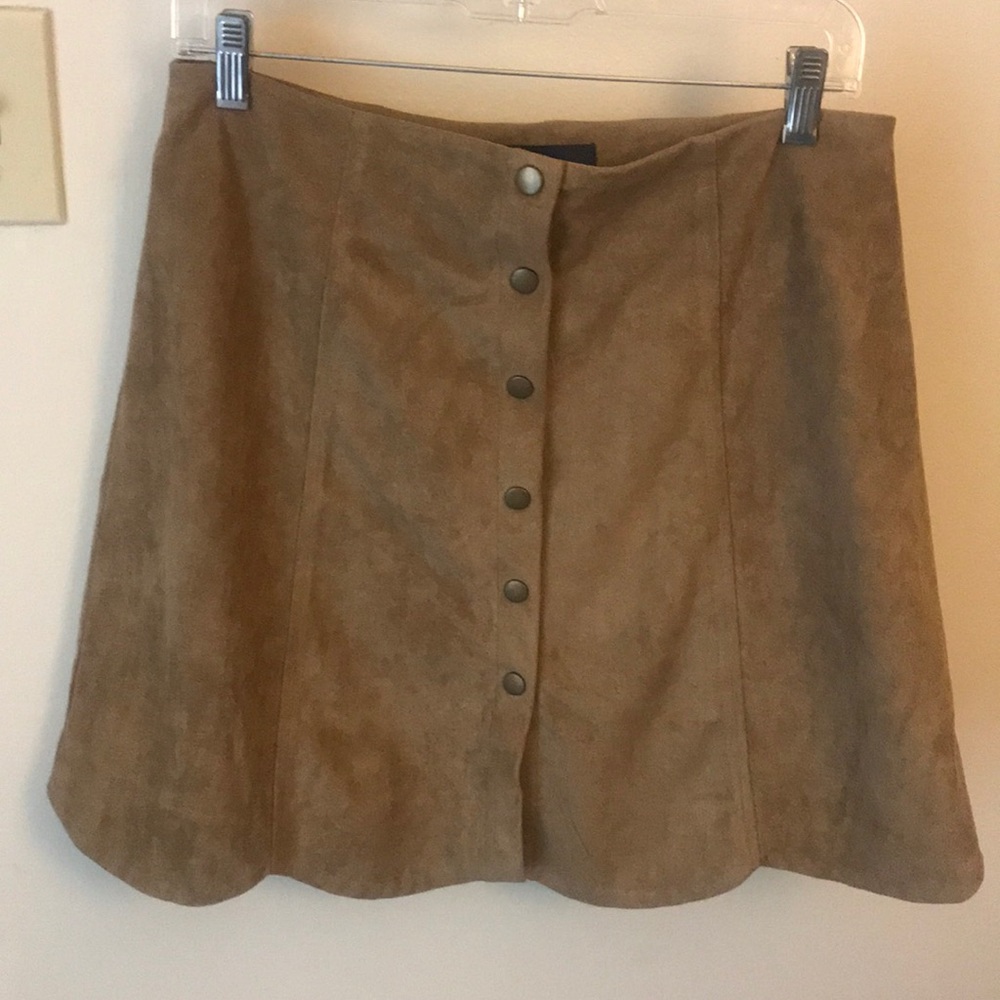 Brown faux suede mini skirt